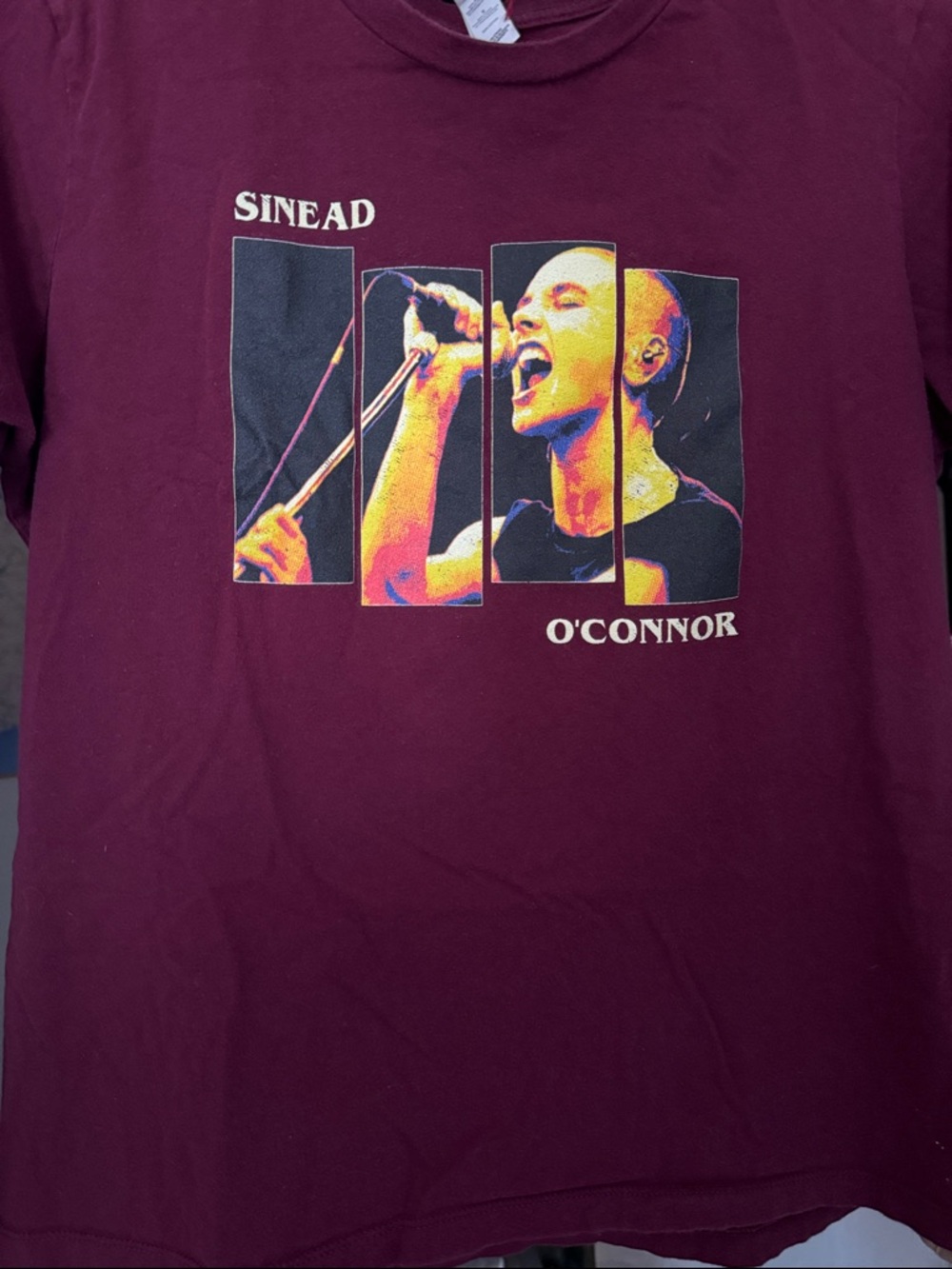 Maroon Sinead O'Connor / black flag bars Graphic Tee, large quality punk t-shirt - Picture 13 of 16